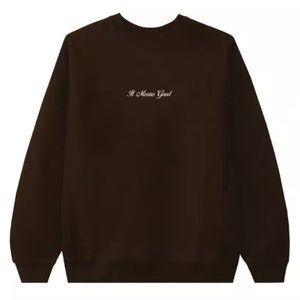 Bueno Embroidery Script Logo Crewneck - Chocolate/Creme (Men's Size M)